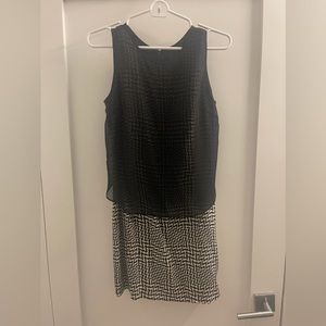 Rag & Bone Printed Silk Dress with Sheer Black Overlay - Size 2